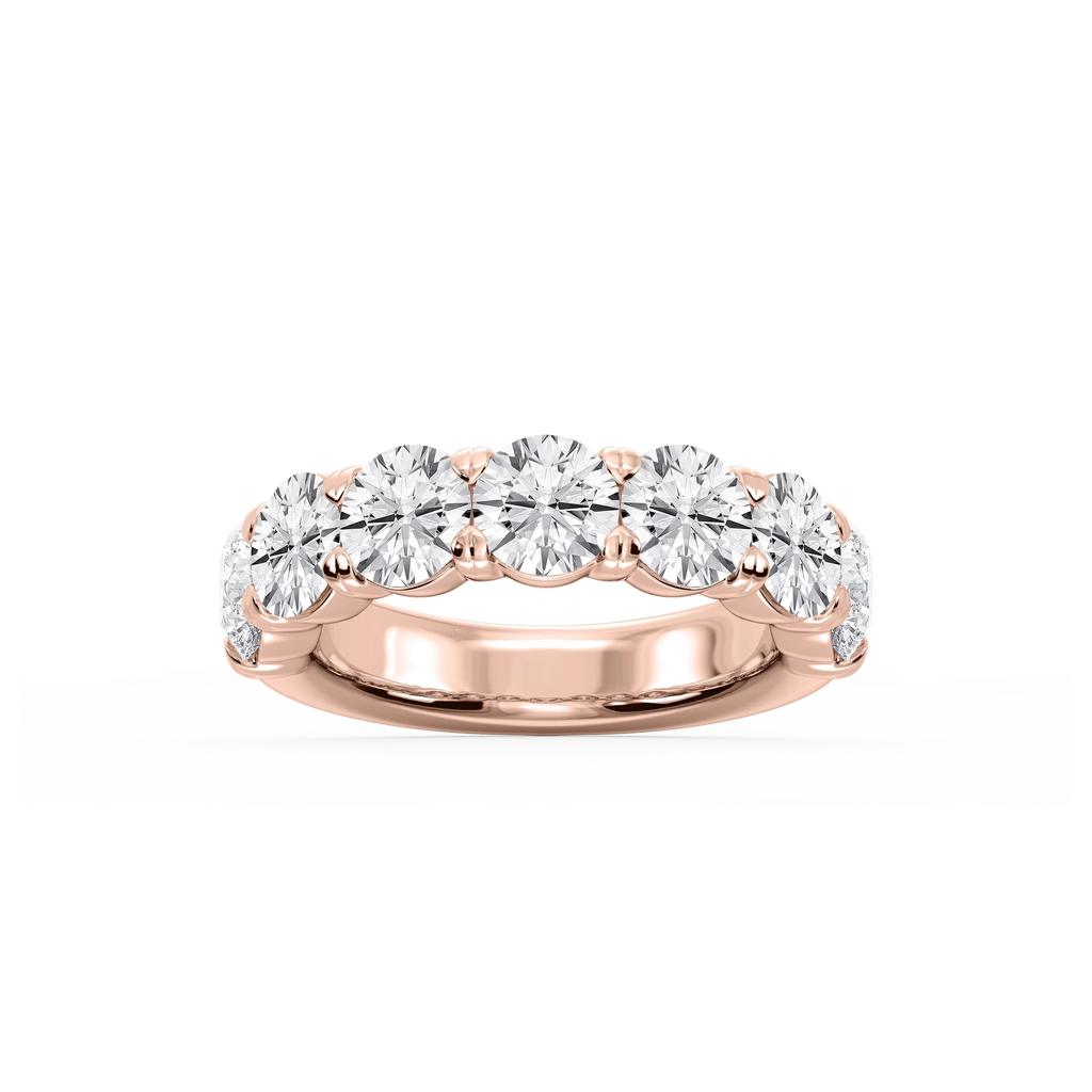 Valerie Round LGD 7-Stone V-Prong Anniversary Band - 14K Rose Gold / 4 ctw / F-VS2