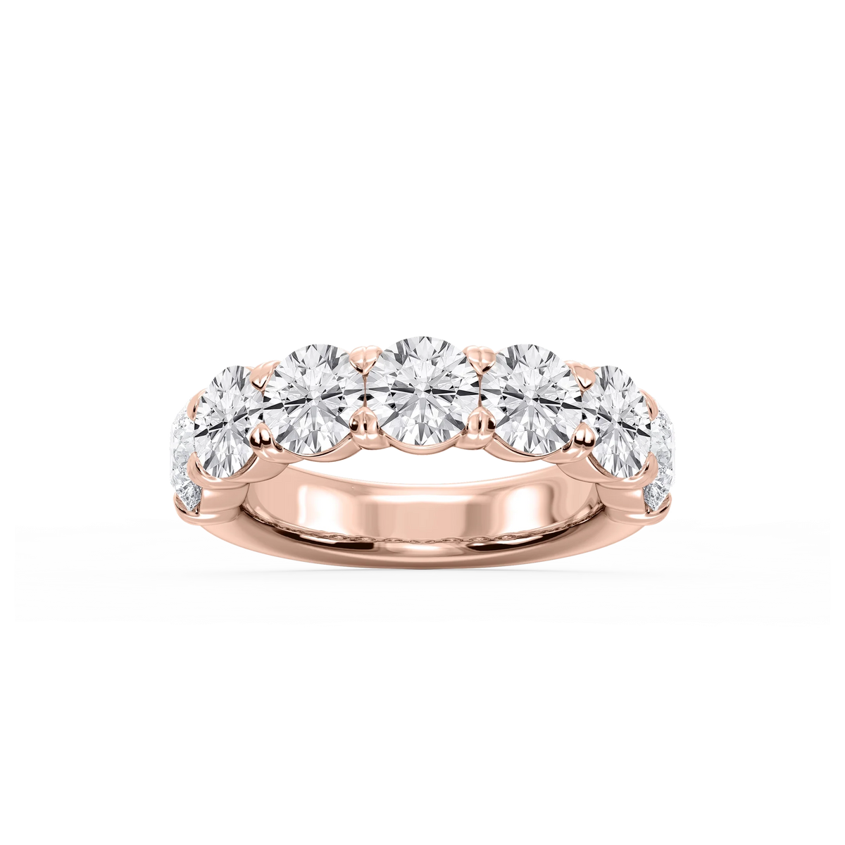 Valerie Round LGD 7-Stone V-Prong Anniversary Band - 14K Rose Gold / 4 ctw / F-VS2