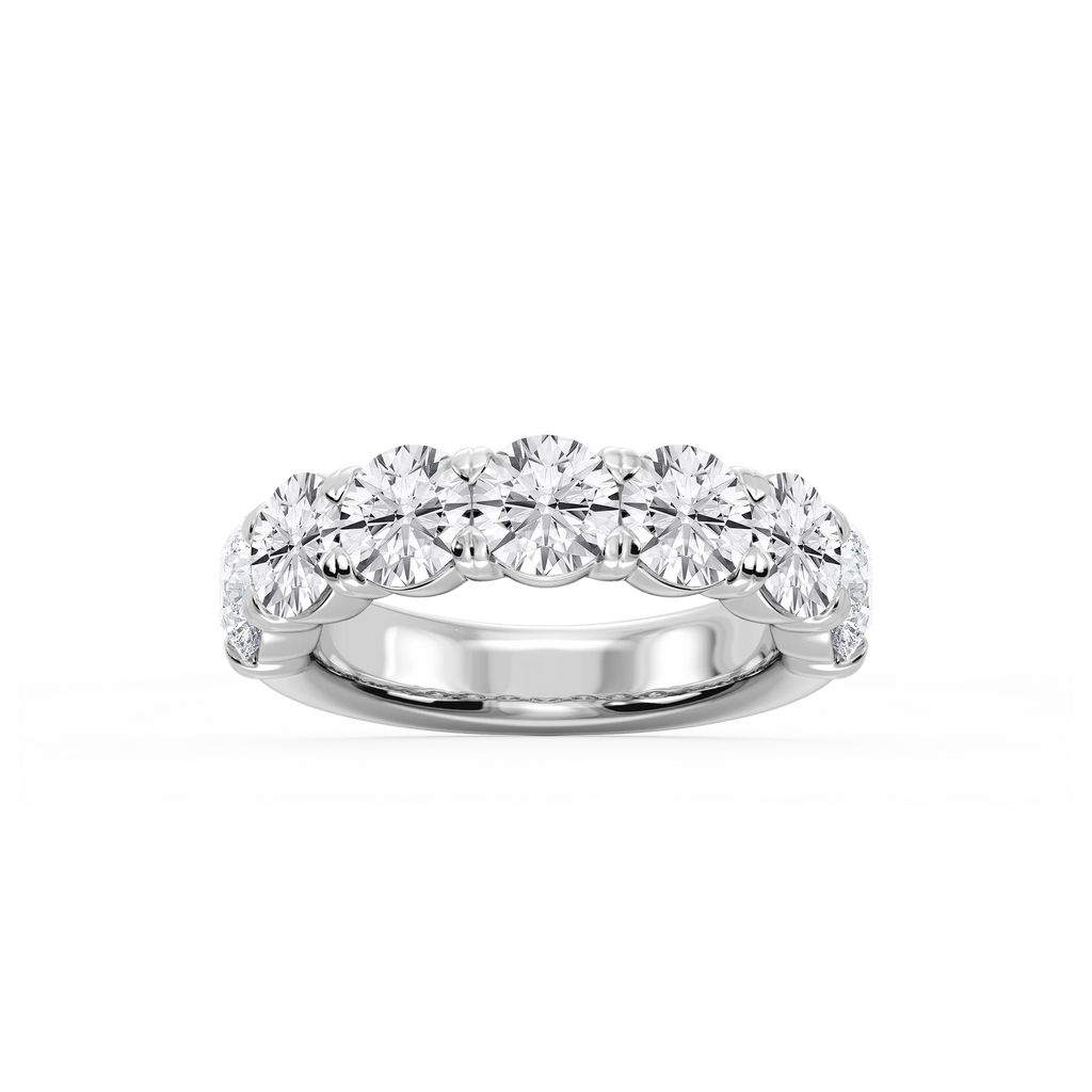 Valerie Round LGD 7-Stone V-Prong Anniversary Band - 18K White Gold / 4 ctw / F-VS2
