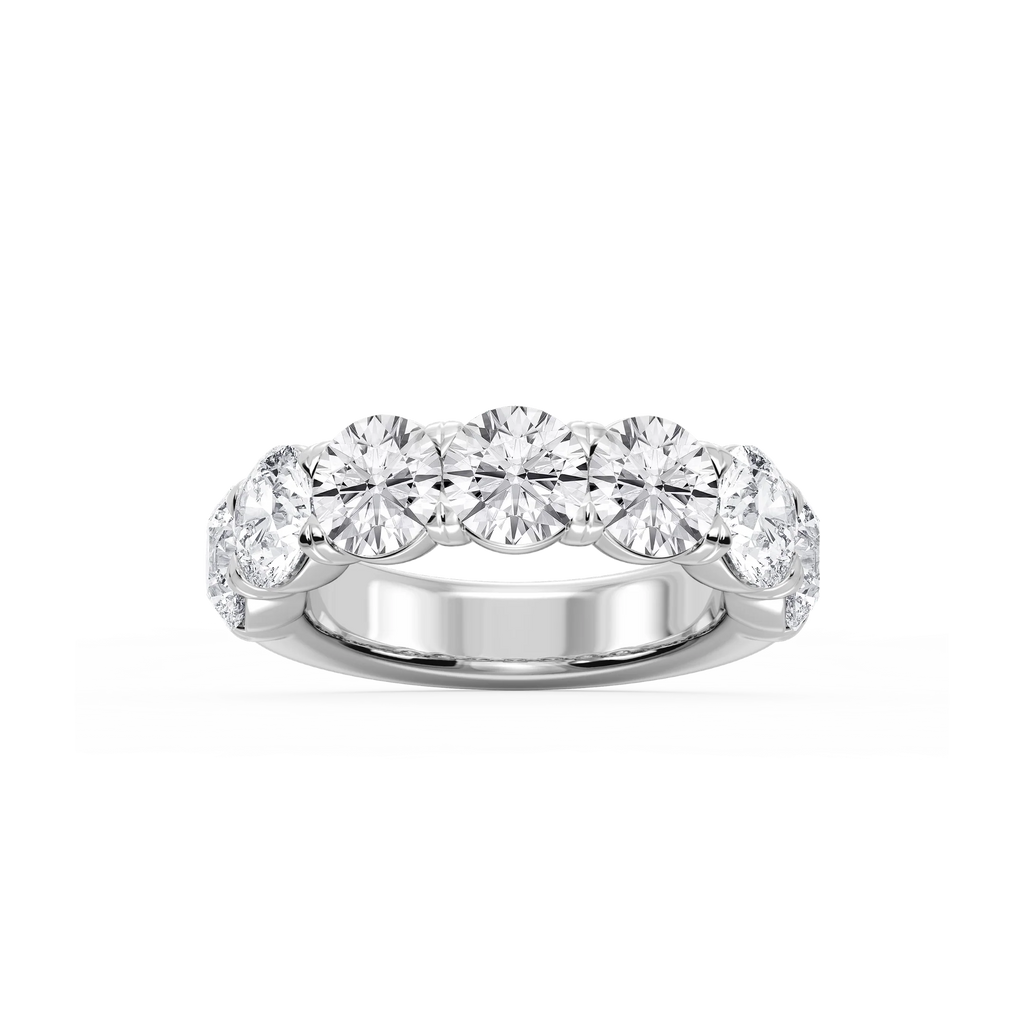 Valerie Round LGD 7-Stone V-Prong Anniversary Band - 18K White Gold / 5 ctw / F-VS2