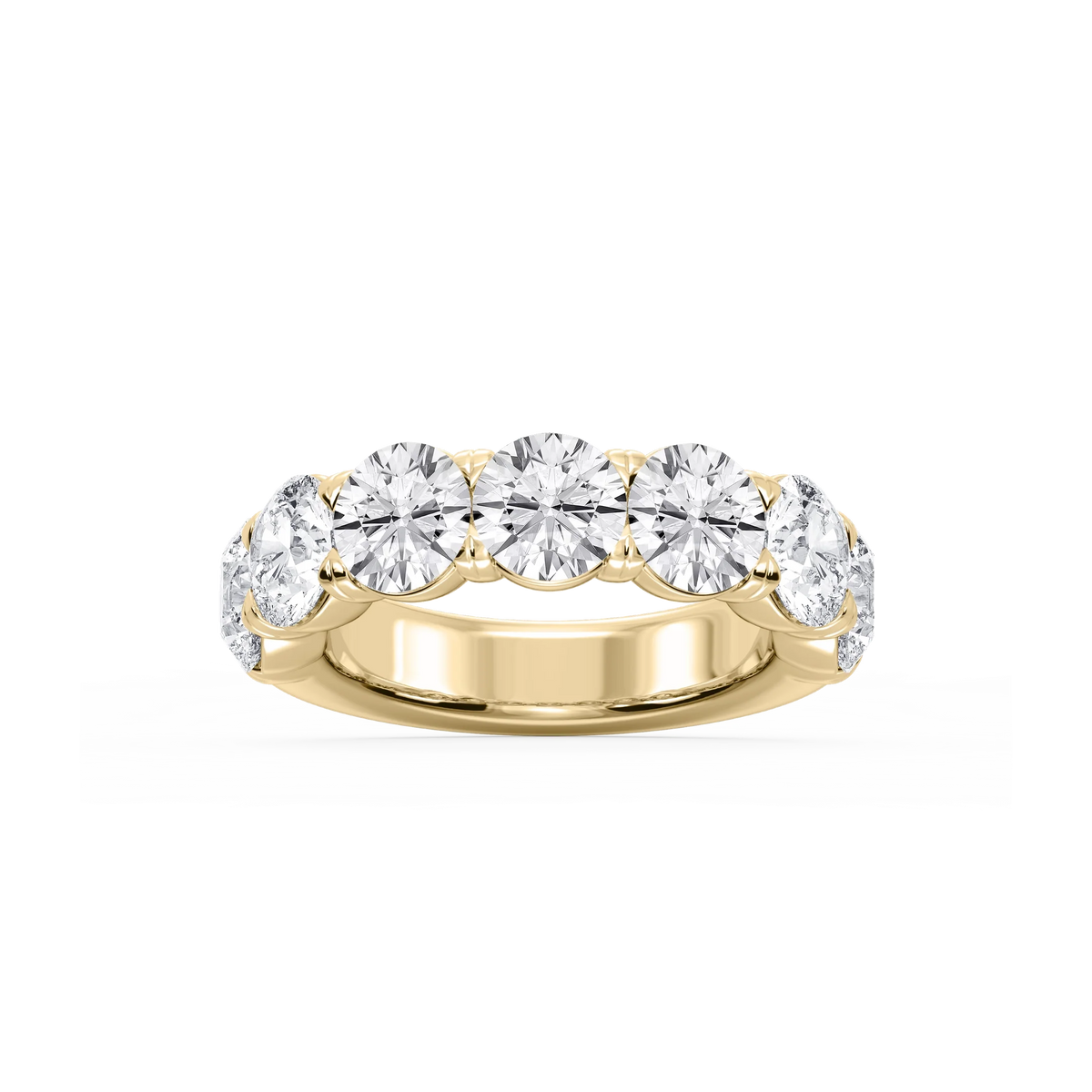 Valerie Round LGD 7-Stone V-Prong Anniversary Band - 18K Yellow Gold / 5 ctw / F-VS2