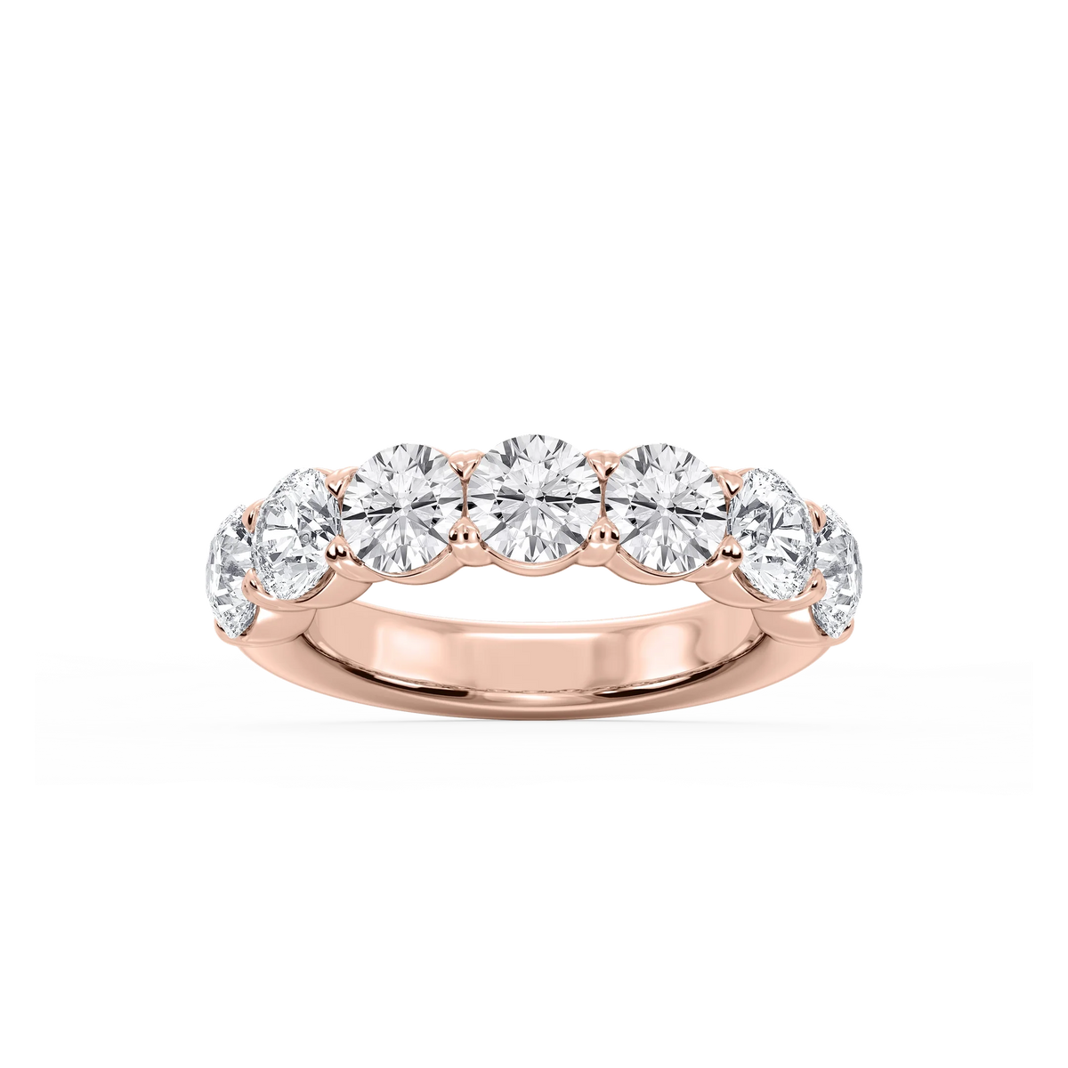 Valerie Round LGD 7-Stone V-Prong Anniversary Band - 18K Rose Gold / 3 ctw / F-VS2