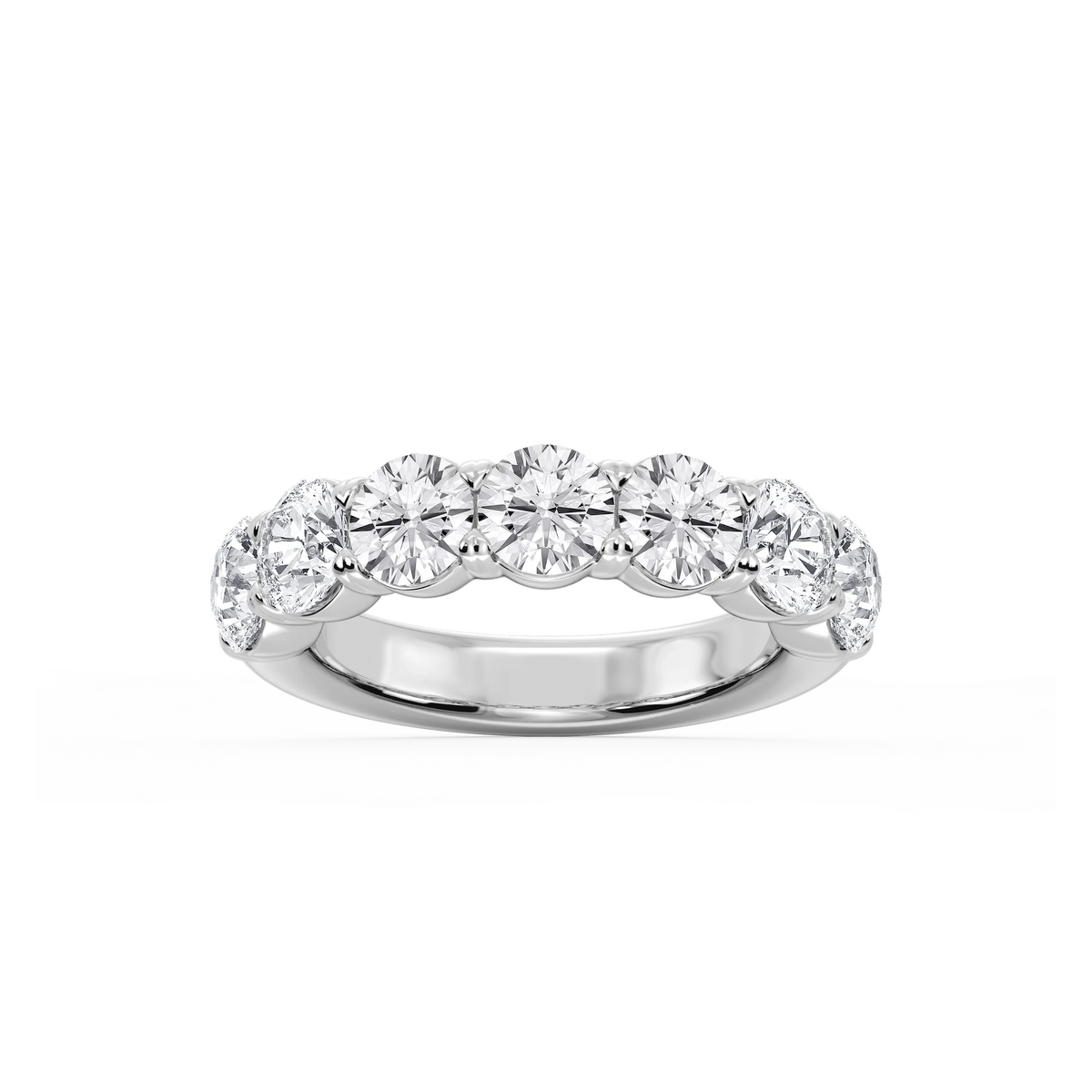 Valerie Round LGD 7-Stone V-Prong Anniversary Band - Platinum / 3 ctw / F-VS2
