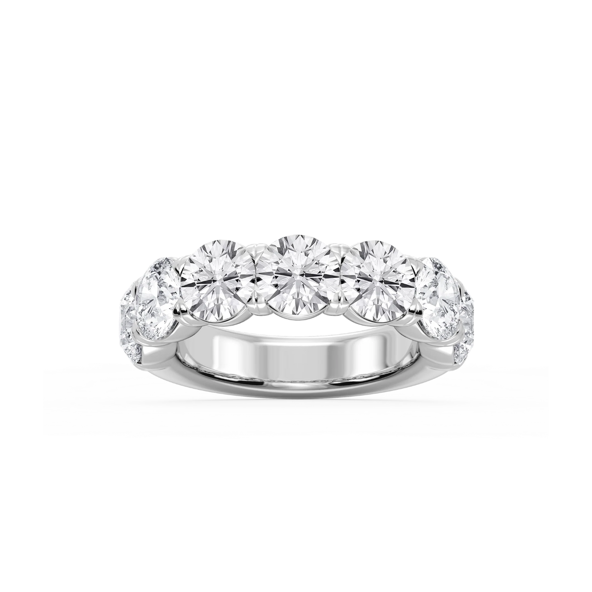 Valerie Round LGD 7-Stone V-Prong Anniversary Band - Platinum / 5 ctw / F-VS2