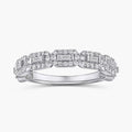 Vanessa 1/2 ctw Baguette and Round LGD East West Halo Wedding Band - 14K White Gold