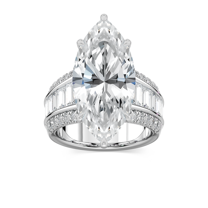 Veda 12 ¹⁄₃ ctw Marquise LGD Triple Row Hidden Halo Engagement Ring - Signature Collection - 14K White Gold