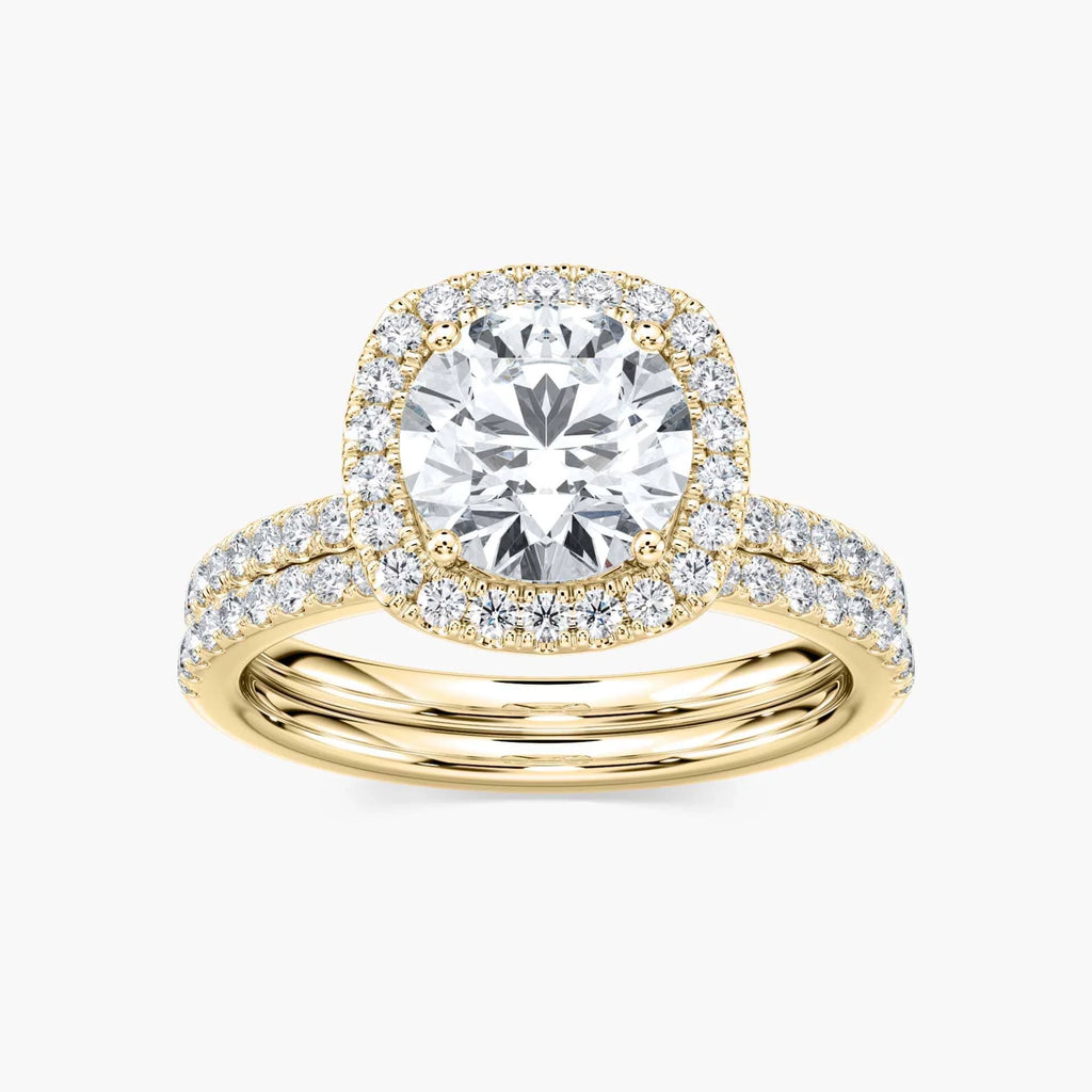 Emma LGD Halo Pave Wedding Set