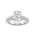 Veronica Oval LGD Milgrain Channel Side Stone Engagement Ring - 14K White Gold