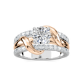 Layla Round LGD Vine Side Stone Engagement Ring - Two-Tone 14K White Gold and 14K Rose Gold