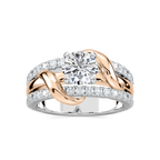 Layla Round LGD Vine Side Stone Engagement Ring - Two-Tone 14K White Gold and 14K Rose Gold