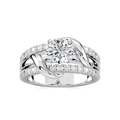 Layla Round LGD Vine Side Stone Engagement Ring - 14K White Gold