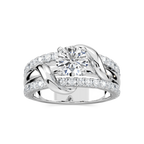 Layla Round LGD Vine Side Stone Engagement Ring - Platinum