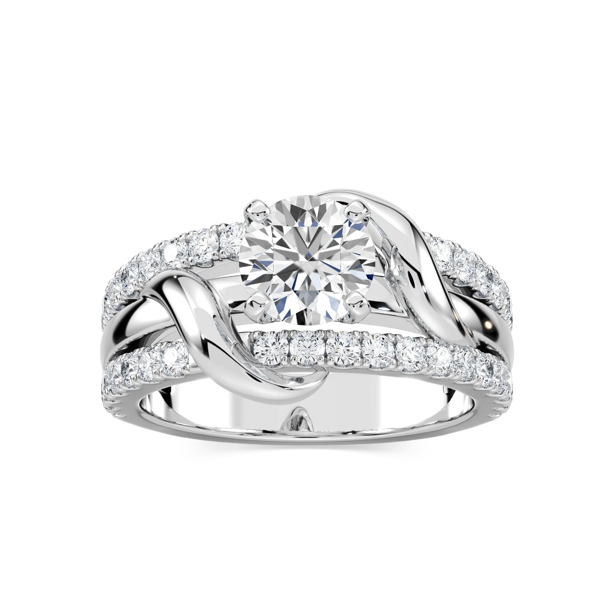 Layla Round LGD Vine Side Stone Engagement Ring - Platinum