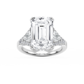 Violet 11 ¾ ctw Emerald LGD Three Stone Engagement Ring - Signature Collection - 14K White Gold