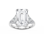 Violet 11 ¾ ctw Emerald LGD Three Stone Engagement Ring - Signature Collection - 14K White Gold