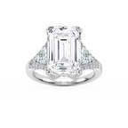 Violet 11 ¾ ctw Emerald LGD Three Stone Engagement Ring - Signature Collection - 18K White Gold