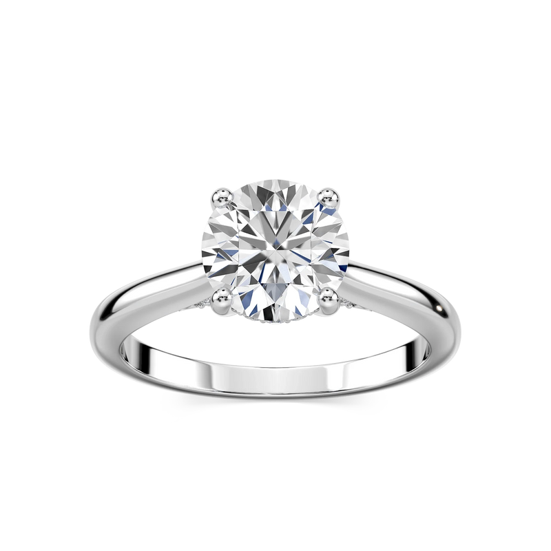 Vivian Round LGD Arch Hidden Halo Engagement Ring - 14K White Gold