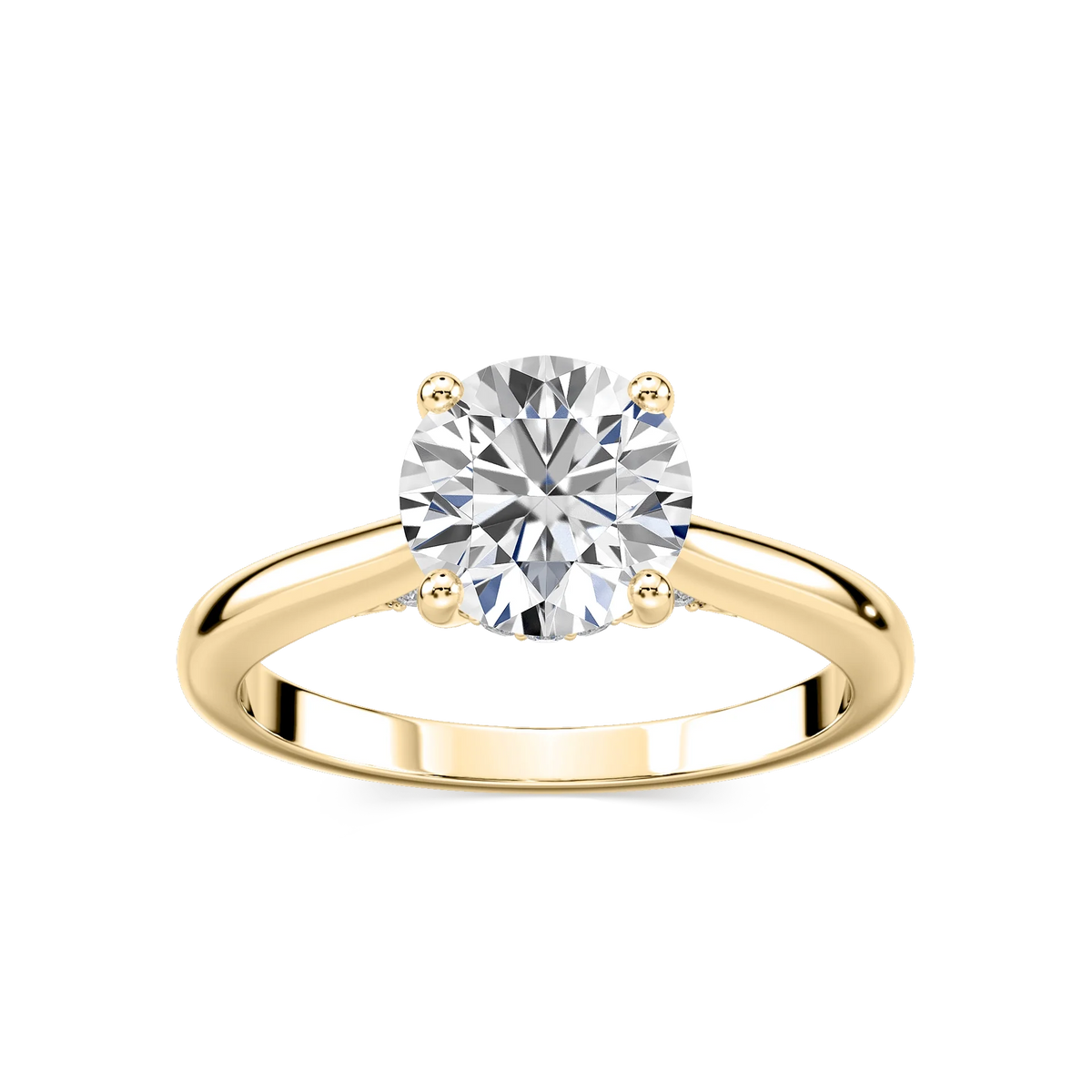 Vivian Round LGD Arch Hidden Halo Engagement Ring - 14K Yellow Gold