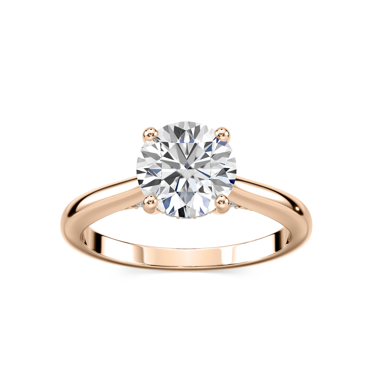 Vivian Round LGD Arch Hidden Halo Engagement Ring - 14K Rose Gold
