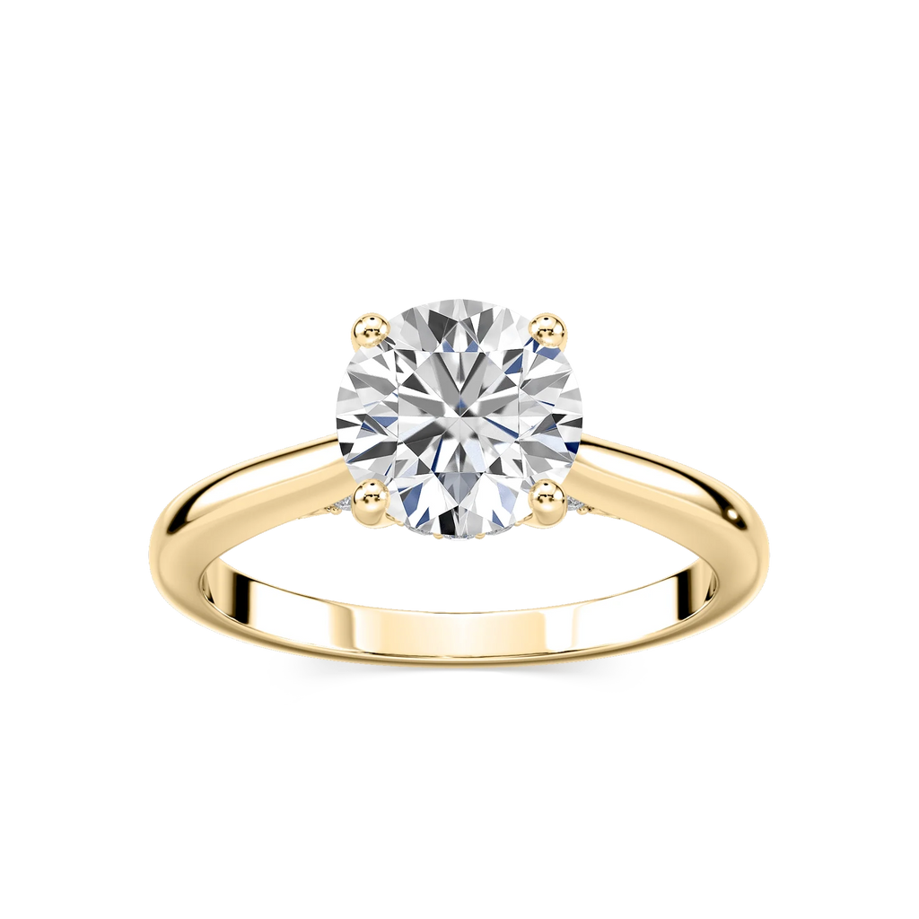 Vivian Round LGD Arch Hidden Halo Engagement Ring - 18K Yellow Gold