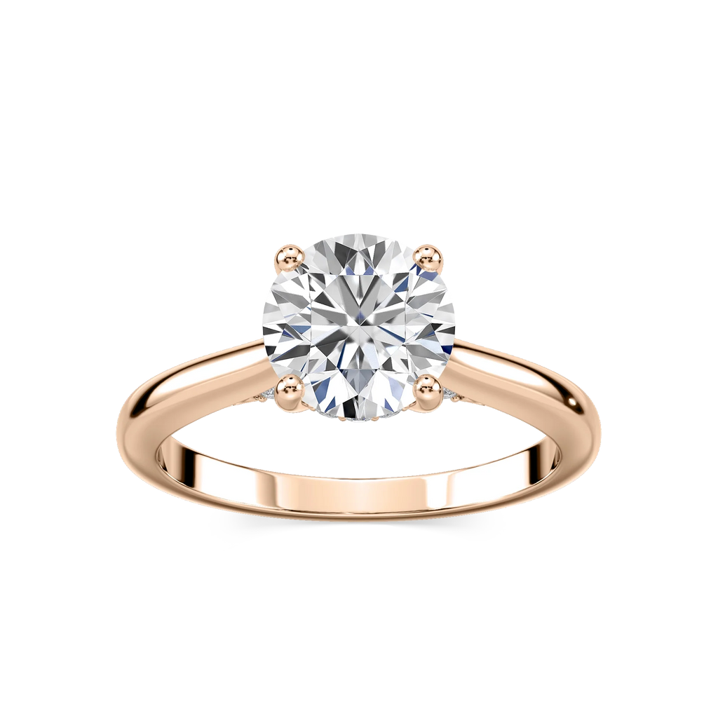 Vivian Round LGD Arch Hidden Halo Engagement Ring - 18K Rose Gold