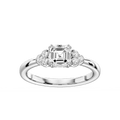 Viviana Asscher LGD Double Prong Side Stone Engagement Ring - 14K White Gold / 1 ⅛ ctw / F-VS2