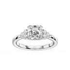 Viviana Asscher LGD Double Prong Side Stone Engagement Ring - Platinum / 1 ⅛ ctw / F-VS2