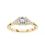 Viviana Asscher LGD Double Prong Side Stone Engagement Ring - 14K Yellow Gold / 1 ⅛ ctw / E-VS1