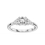 Viviana Asscher LGD Double Prong Side Stone Engagement Ring - 18K White Gold / 1 ⅛ ctw / D-VVS2