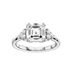 Viviana Asscher LGD Double Prong Side Stone Engagement Ring - Platinum / 1 ⅝ ctw / F-VS2