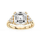 Viviana Asscher LGD Double Prong Side Stone Engagement Ring - 14K Yellow Gold / 1 ⅝ ctw / D-VVS2