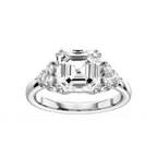 Viviana Asscher LGD Double Prong Side Stone Engagement Ring - Platinum / 2 ⅕ ctw / D-VVS2