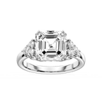 Viviana Asscher LGD Double Prong Side Stone Engagement Ring - Platinum / 3 ⅕ ctw / E-VS1