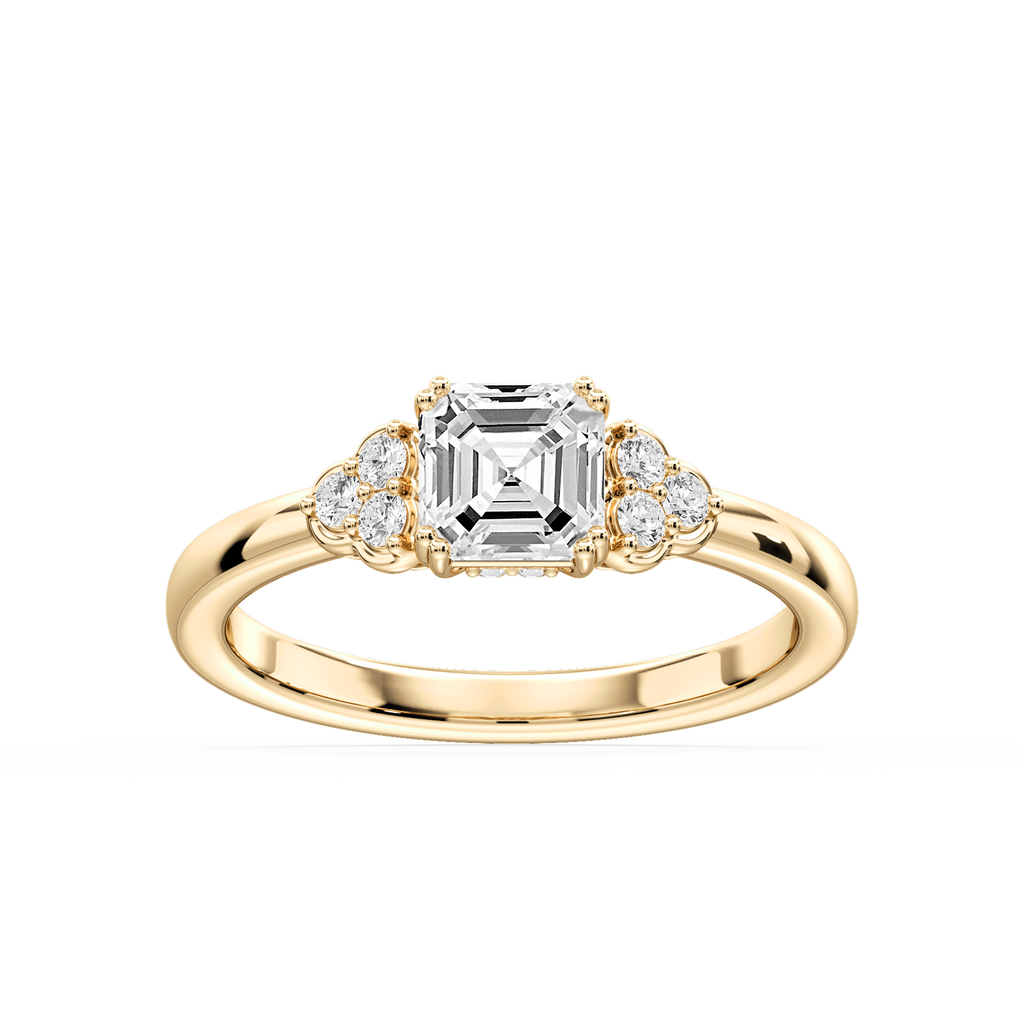 Viviana Asscher LGD Double Prong Side Stone Engagement Ring - 14K Yellow Gold / 6 ½ ctw / F-VS2