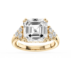 Viviana Asscher LGD Double Prong Side Stone Engagement Ring - 18K Yellow Gold / 7 ½ ctw / F-VS2