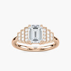 Vivienne Emerald LGD Vintage Antique Side Stone Engagement Ring - 18K Rose Gold