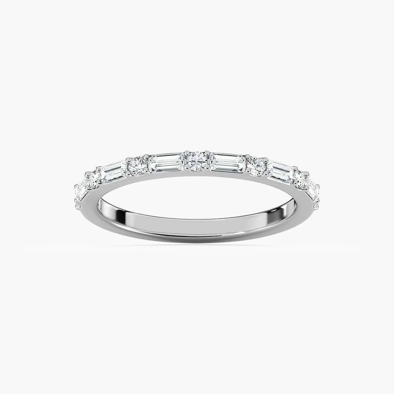 Whimsy 2/5 ctw Round and Baguette Shared Prong Wedding Band