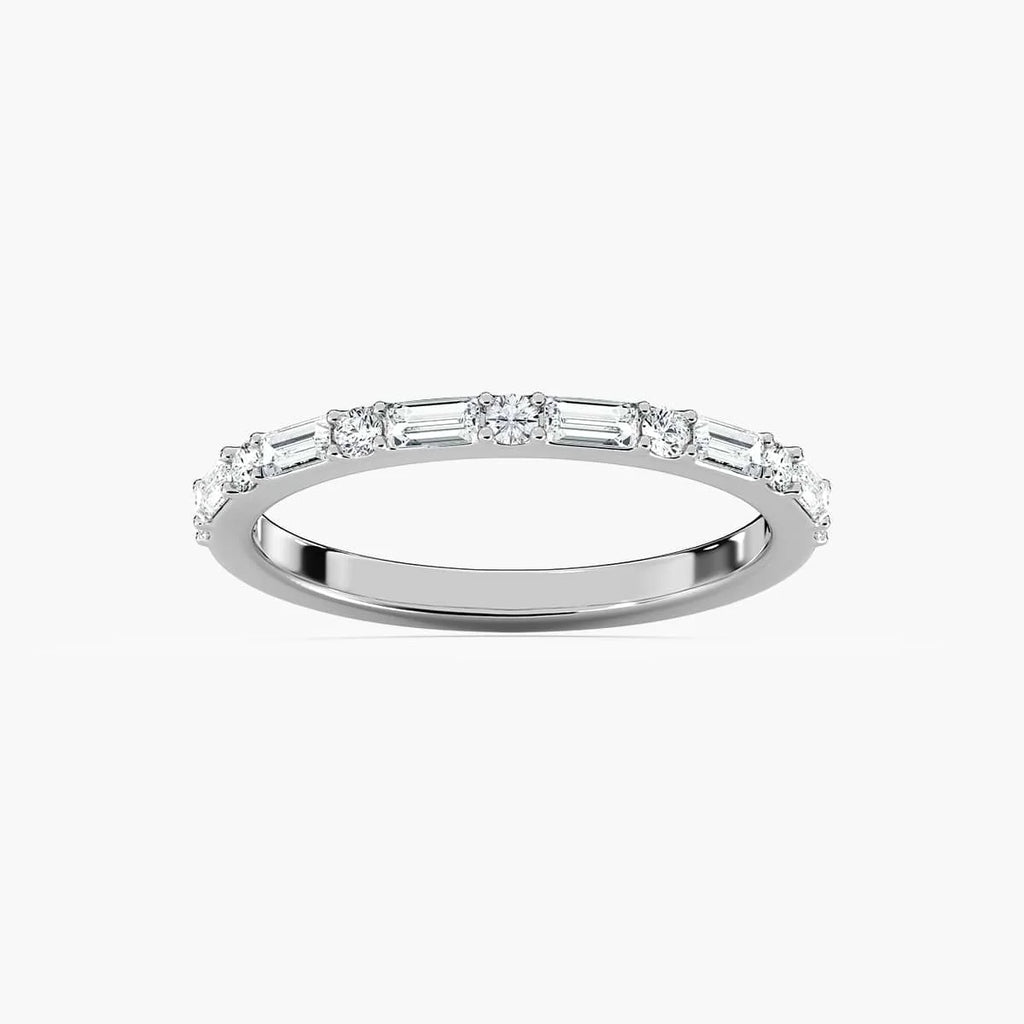 Whimsy 2/5 ctw Round and Baguette Shared Prong Wedding Band
