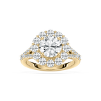 Willa 3 ³⁄₈ ctw Round LGD Split Shank Halo Engagement Ring - 14K Yellow Gold / F-VS2