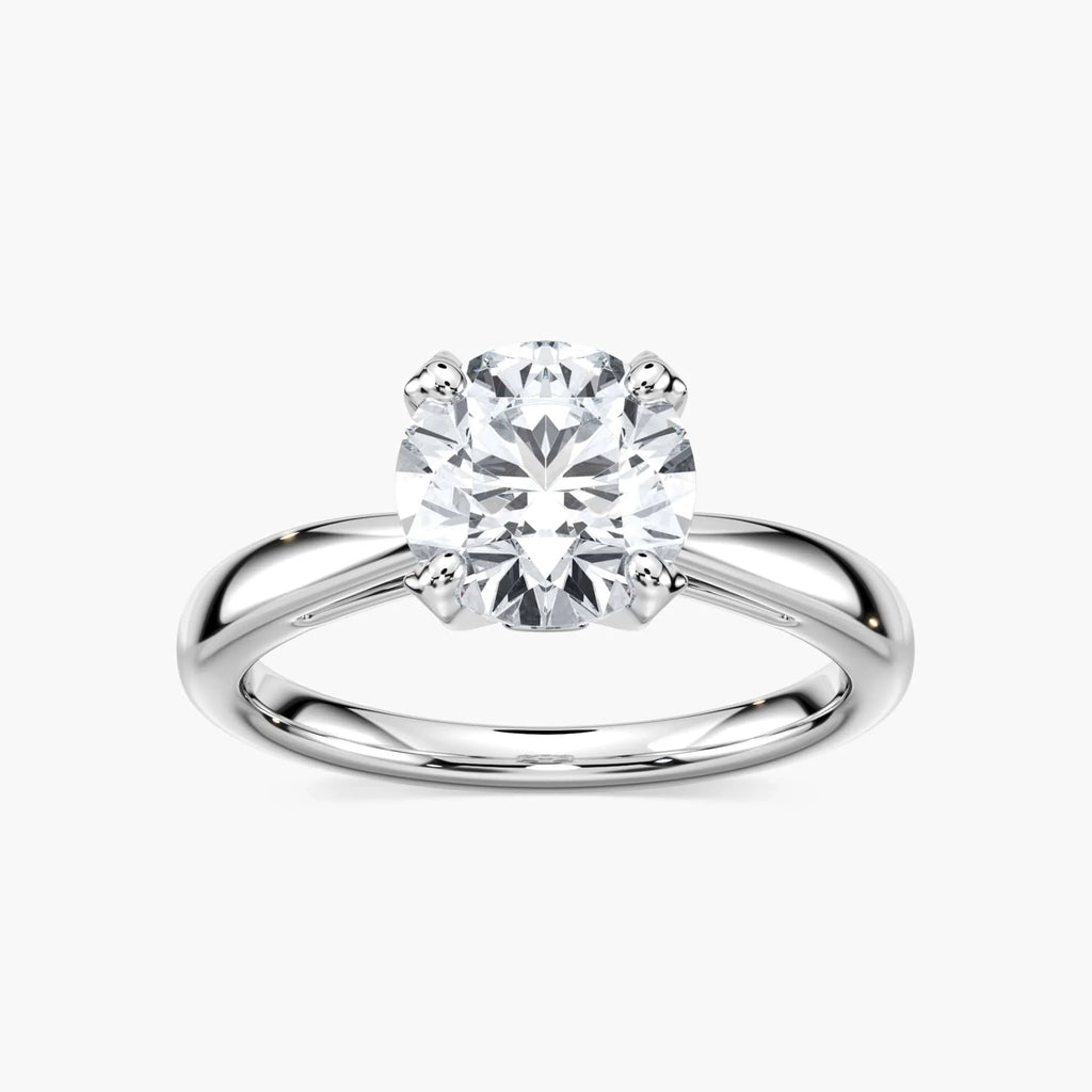 Gwenyth LGD Four Prong Side Stone Engagement Ring - 14K White Gold