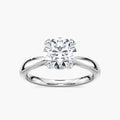 Gwenyth LGD Four Prong Side Stone Engagement Ring - 14K White Gold