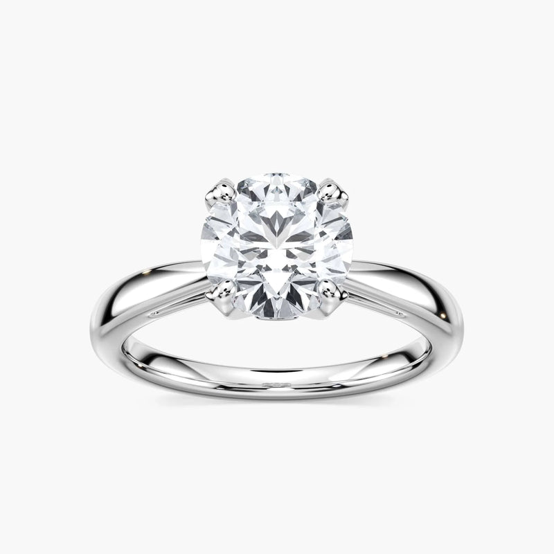 Gwenyth LGD Four Prong Side Stone Engagement Ring - 14K White Gold