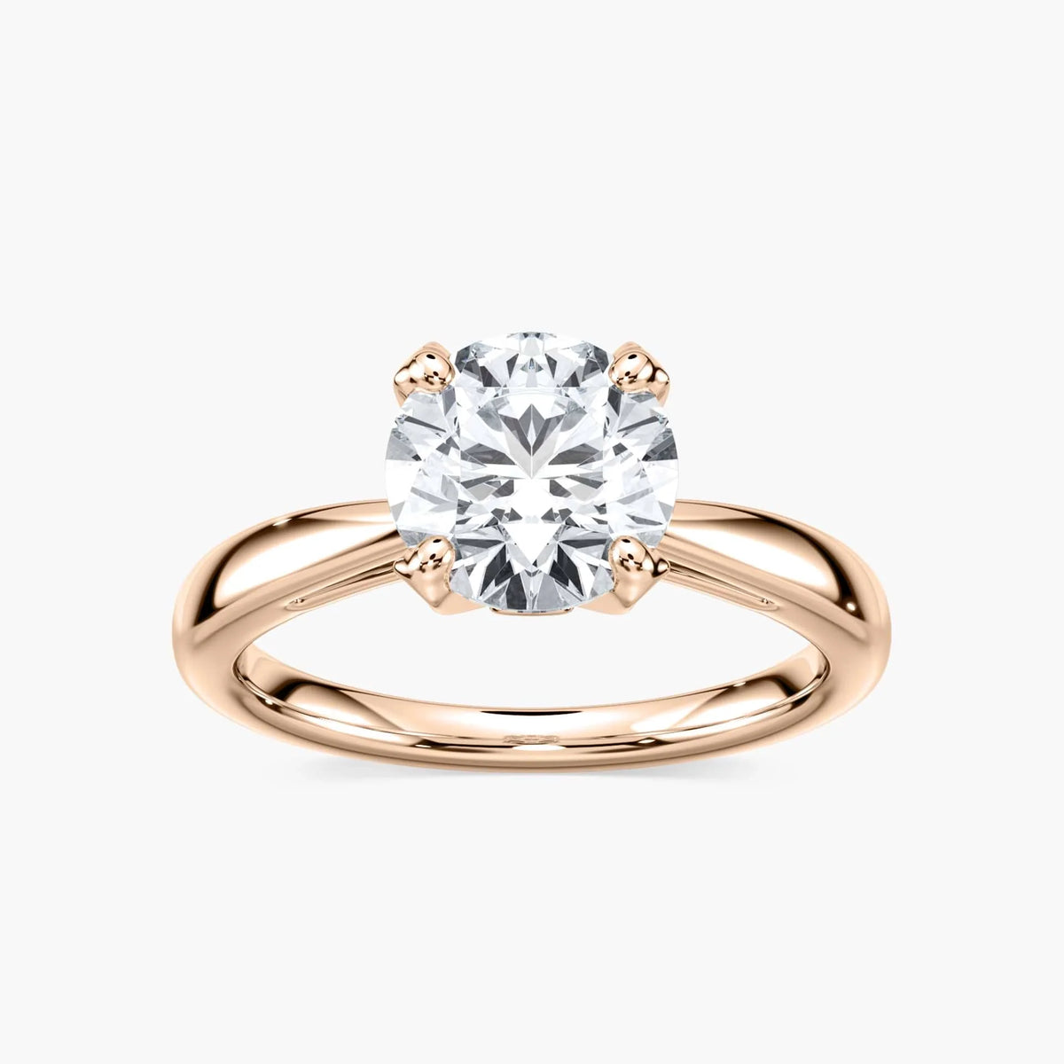 Gwenyth LGD Four Prong Side Stone Engagement Ring - 14K Rose Gold