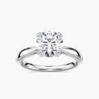 Gwenyth LGD Four Prong Side Stone Engagement Ring - 18K White Gold