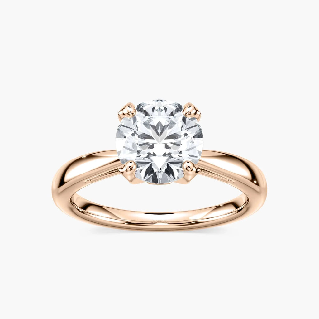 Gwenyth LGD Four Prong Side Stone Engagement Ring - 18K Rose Gold