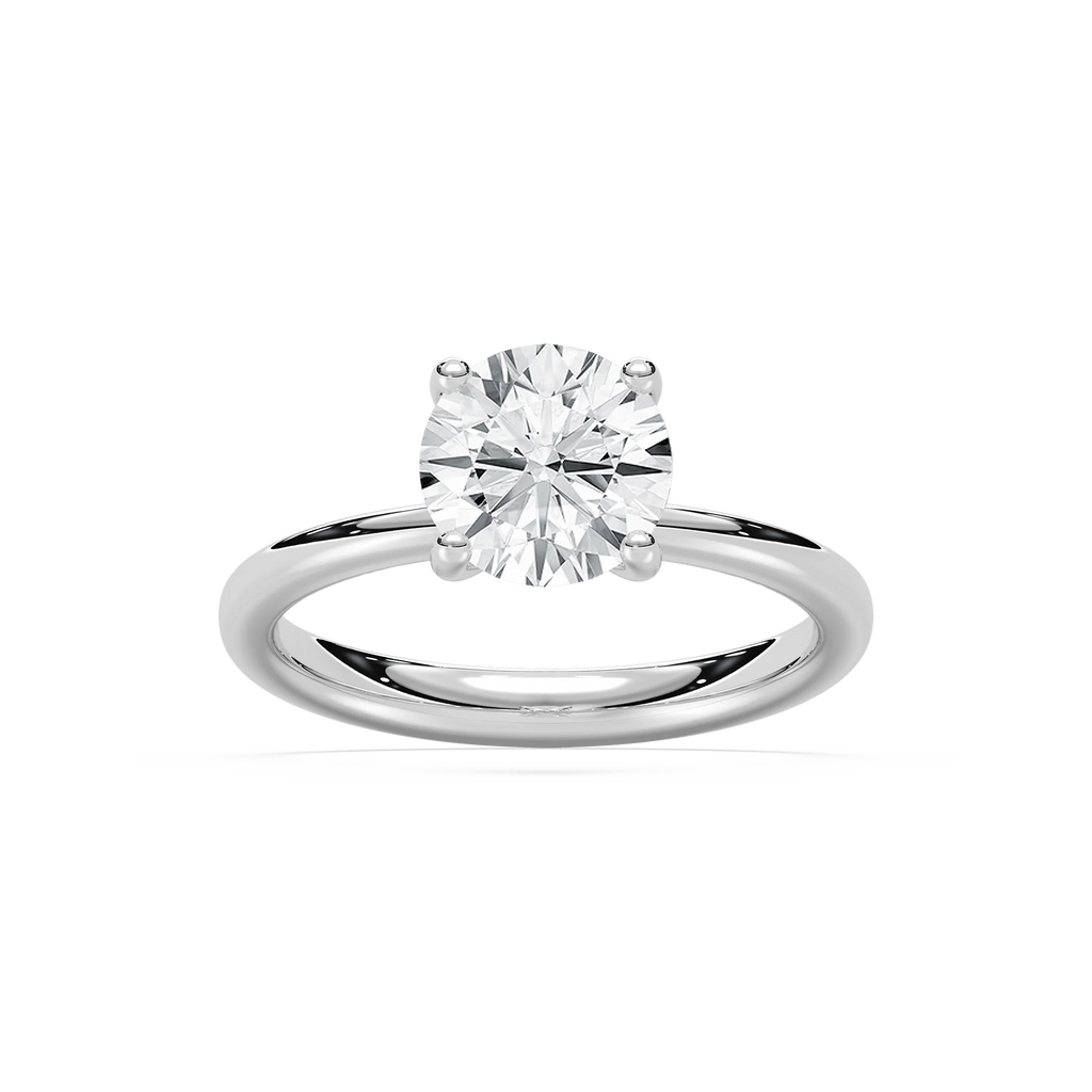 Xoe 2 ctw Round LGD Tapered Solitaire Engagement Ring - 14K White Gold / F-VS2