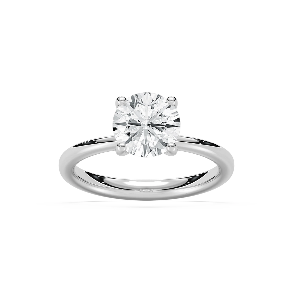 Xoe 2 ctw Round LGD Tapered Solitaire Engagement Ring - 14K White Gold / F-VS2