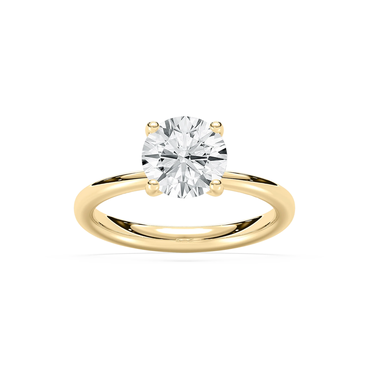 Xoe 2 ctw Round LGD Tapered Solitaire Engagement Ring - 14K Yellow Gold / F-VS2