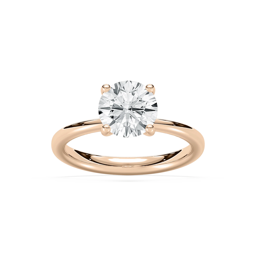 Xoe 2 ctw Round LGD Tapered Solitaire Engagement Ring - 14K Rose Gold / F-VS2