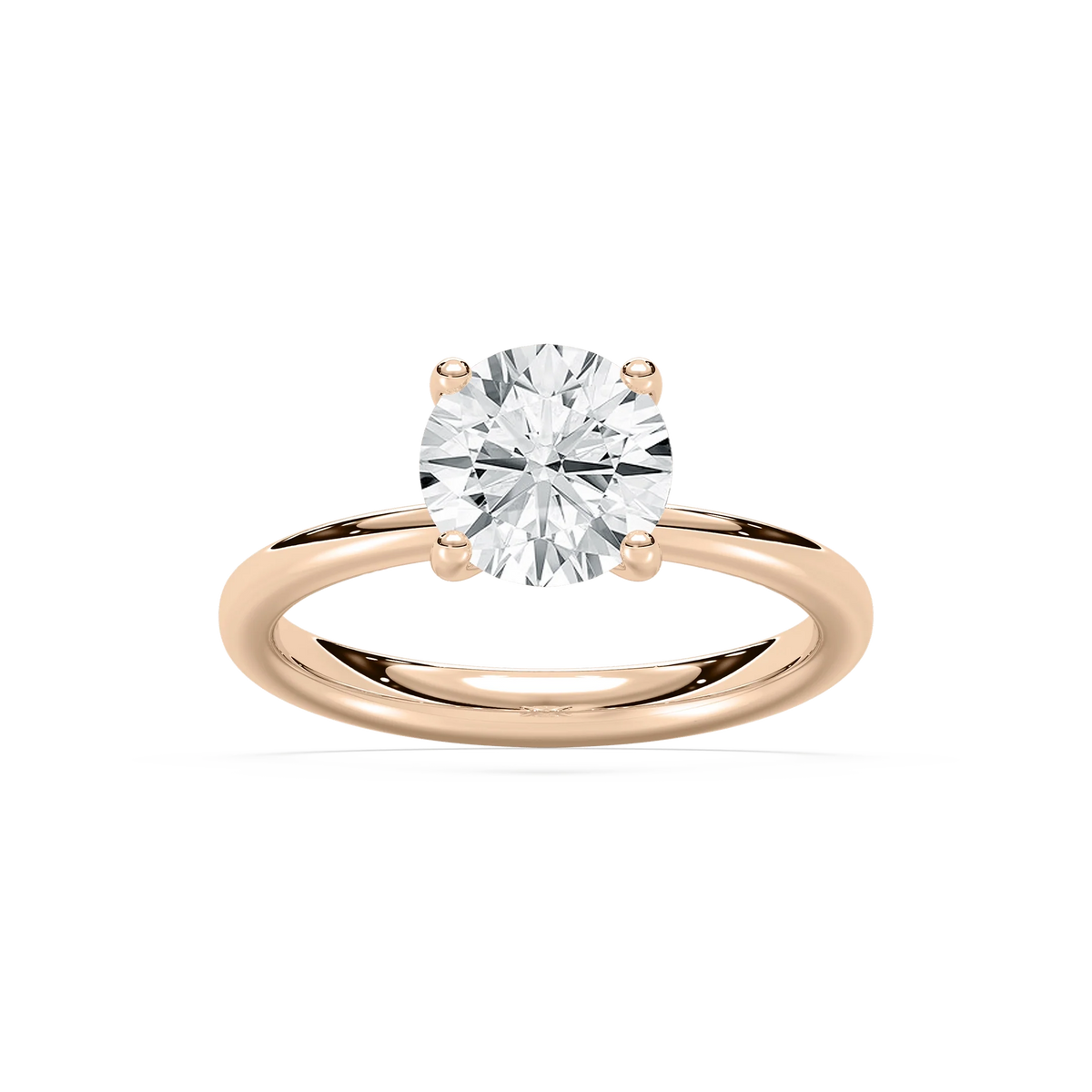 Xoe 2 ctw Round LGD Tapered Solitaire Engagement Ring - 14K Rose Gold / F-VS2